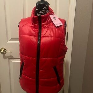 Avec Les Filles Bold Red Puffer Vest